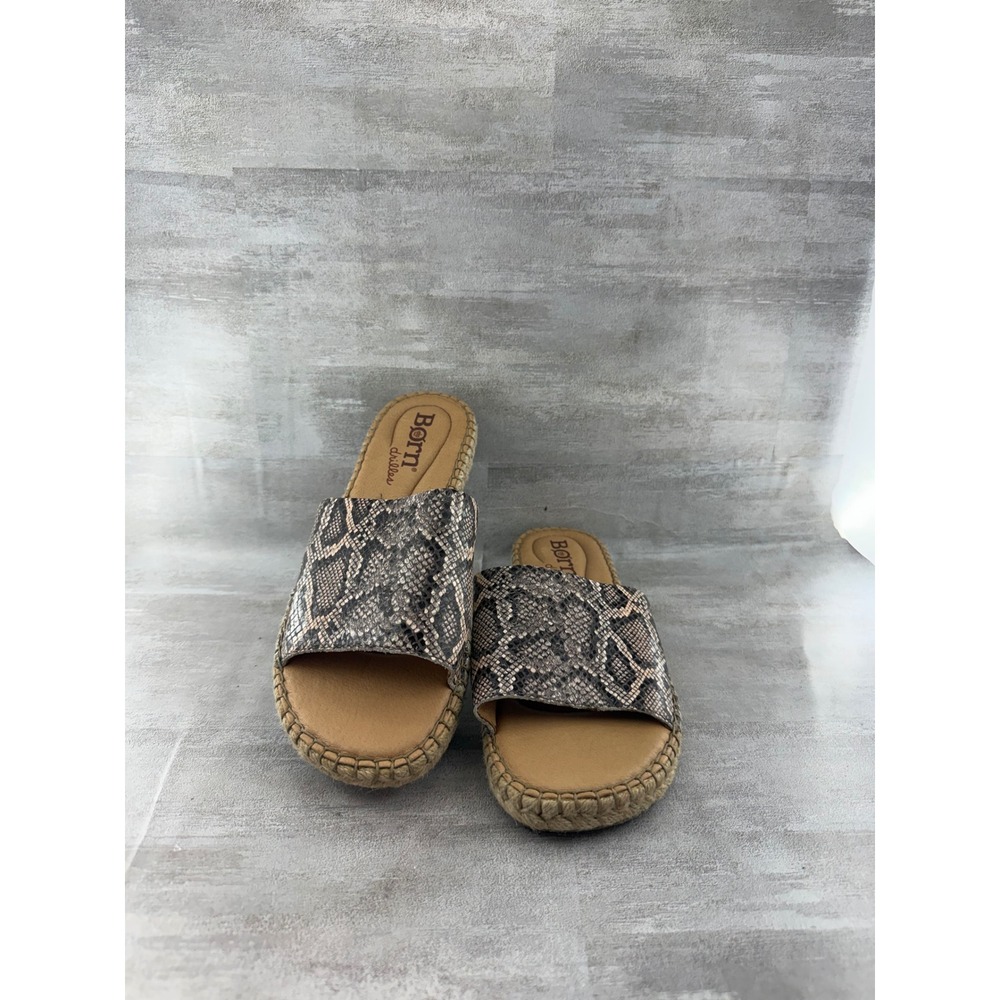 Born Drilles Women Snake Print Leather Espadrille Slide Sandals BR0005202 Sz 9M